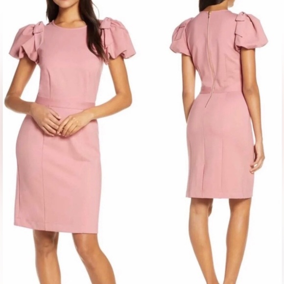 Rachel Parcell bow shoulder puff sleeve dress - Picture 2 of 8